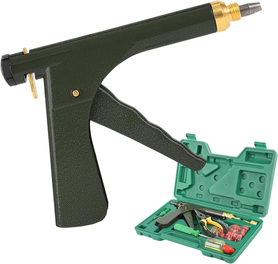 Tire Repair Kit With Plugs Mushroom Tire Plug Kit Tire Patch Kit Heavy Duty Professional Tubeless Tire Gun Puncture Kit for Tyre Punctures and Flats on Cars Motorcycles Trucks and Tractors (Green)