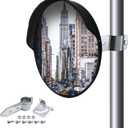 CNQLIS 18 Inch Convex Mirror Outdoor with Adjustable Wall Fixing Bracket | Blindspot Traffic Mirror for Driveway Garage Park Outdoor Wide Angle View Curved Security Blind Spot