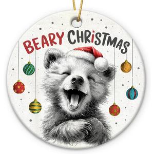 4 x Bear Christmas Ornaments 2025 - Forest Animals Ornaments for Christmas Tree Decorations, Unique Xmas Gifts for Bear Lovers Friends Mom Family, Woodland Animal Lovers Gifts for Women Men