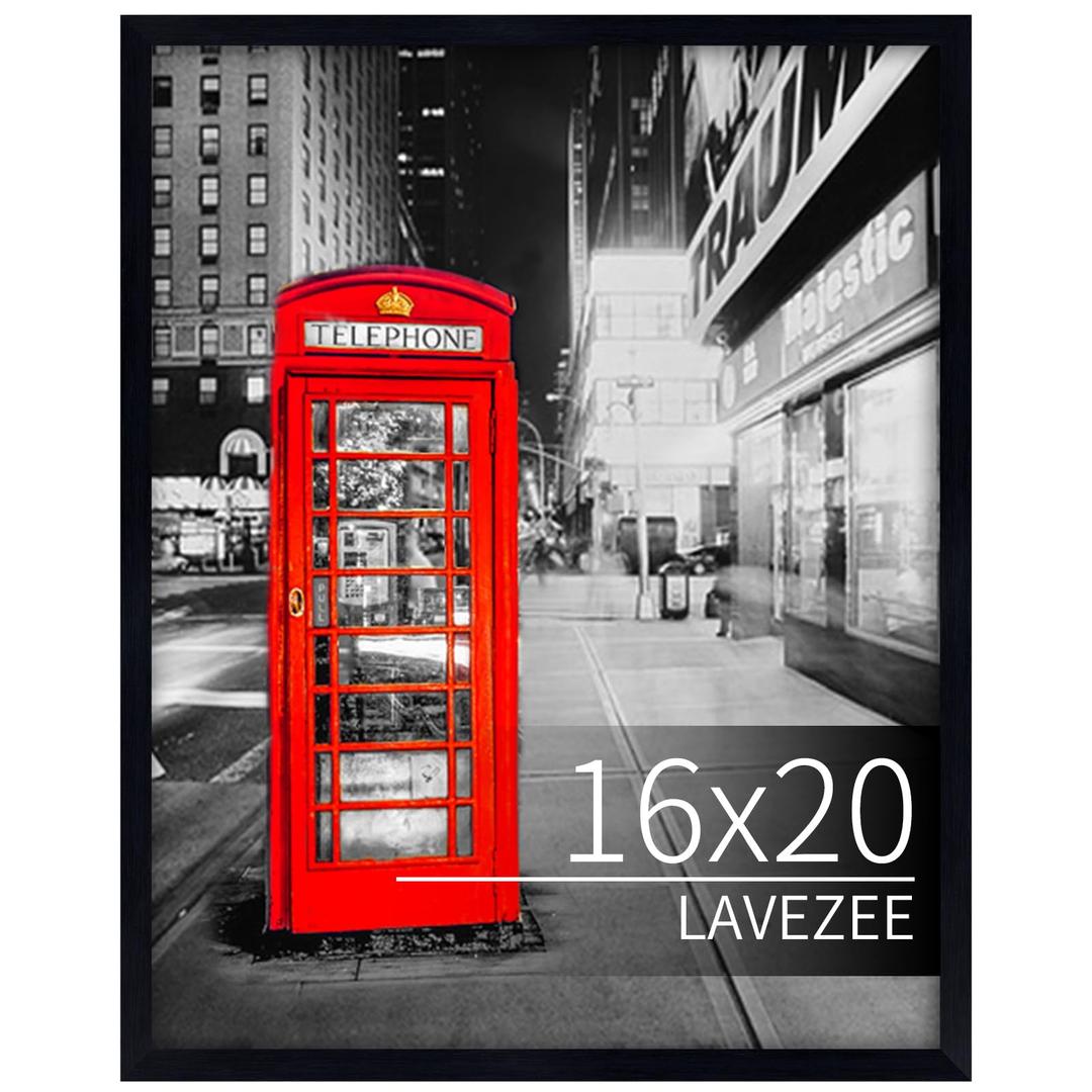 Lavezee 13x19 Poster Frame Black Display 13 x 19 Inch Gallery Photo Picture Frame for Wall Hanging, Pack of 1
