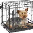 MidWest Homes for Pets Newly Enhanced Single & Double Door iCrate Dog Crate, Includes Leak-Proof Pan, Floor Protecting Feet, Divider Panel & New Patented Features (18.6"L x 12.0"W x 14.0"H, Black)