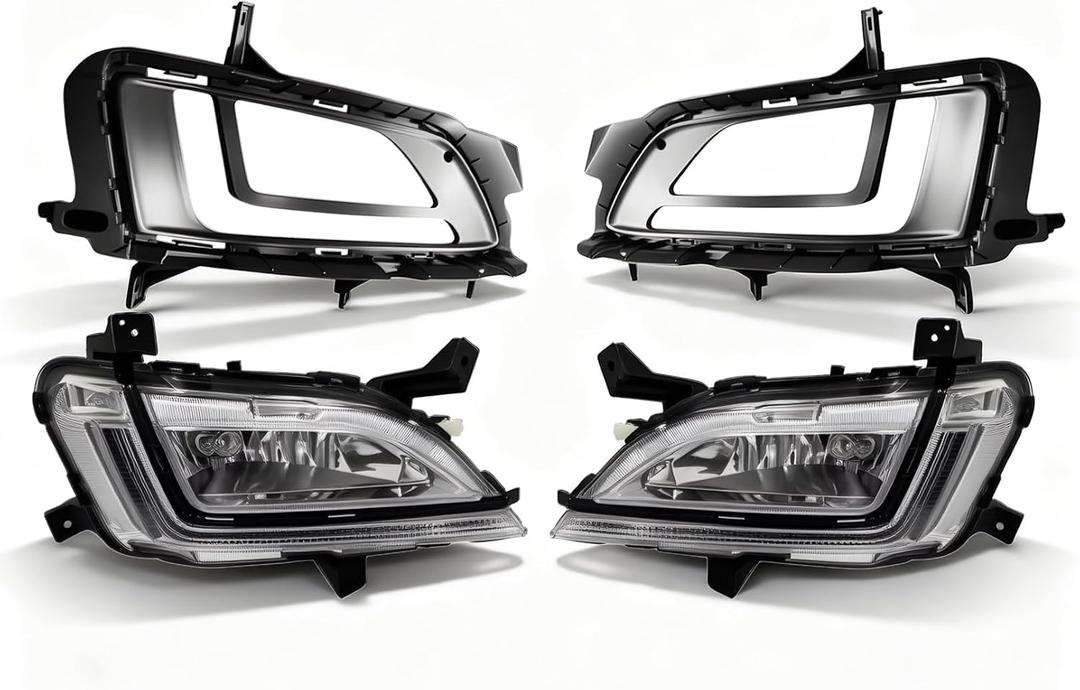 Front Fog Light Assembly Compatible with 2019 2020 2021 Tucson Pair Fog Lamp w/DRL Chrome Housing & Clear Lens 92201D3600 92202-D3600