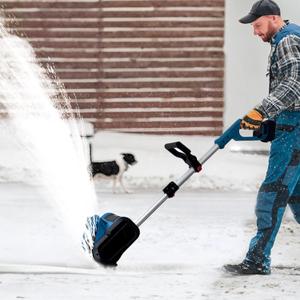 Battery Powered Snow Blower 2800 R/min,for Factory,School,Home,31 cm Cleaning Width & 15 cm Cleaning Depth Hand Pushing Home Snow Shovel,Brushlessmotor-2Battery