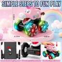 3 Pack Unicorn Monster Trucks Toy Cars For Toddlers 1-3, Press And Go Light Up Cars with LED Wheels & Chomping Mouth, Truck Toys For Kids Girls Boys, Car Toys for 1 2 3 4 Year Old Girl Birthday Gifts