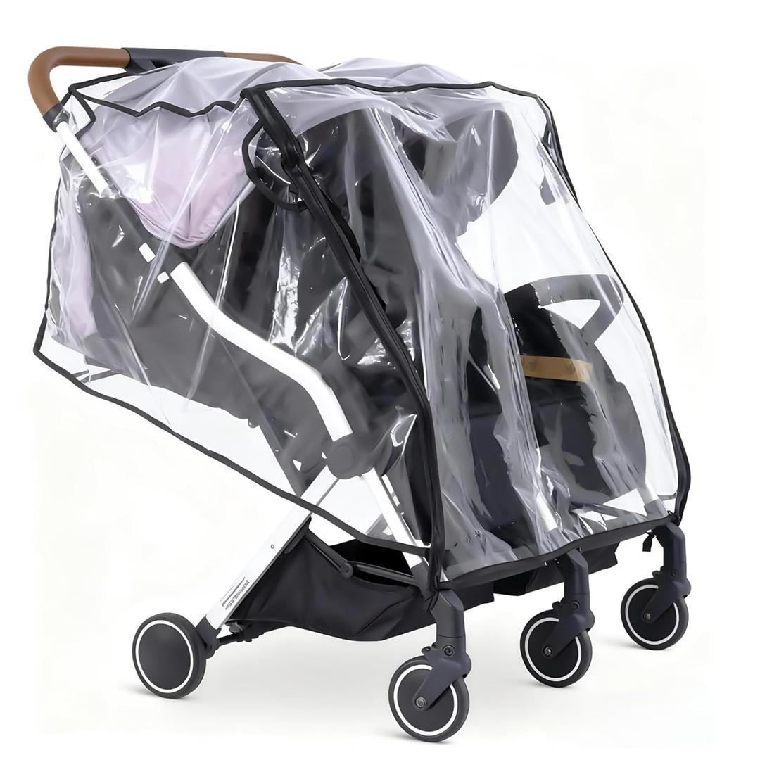 Double Stroller Rain Cover,Side by Side Baby Wagon Canopy,Buggy Covers for Babies,Breathable Weather Shield,Waterproof Strollers Canopies,for Outdoor All-Weather Protection from Water/Snow/Dust/Wind