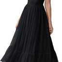 SISKIN Summer Cocktail Dresses for Women Tie Shoulder Semi Formal Dresses Hem Mesh Birthday Wedding Guest Dress, Large