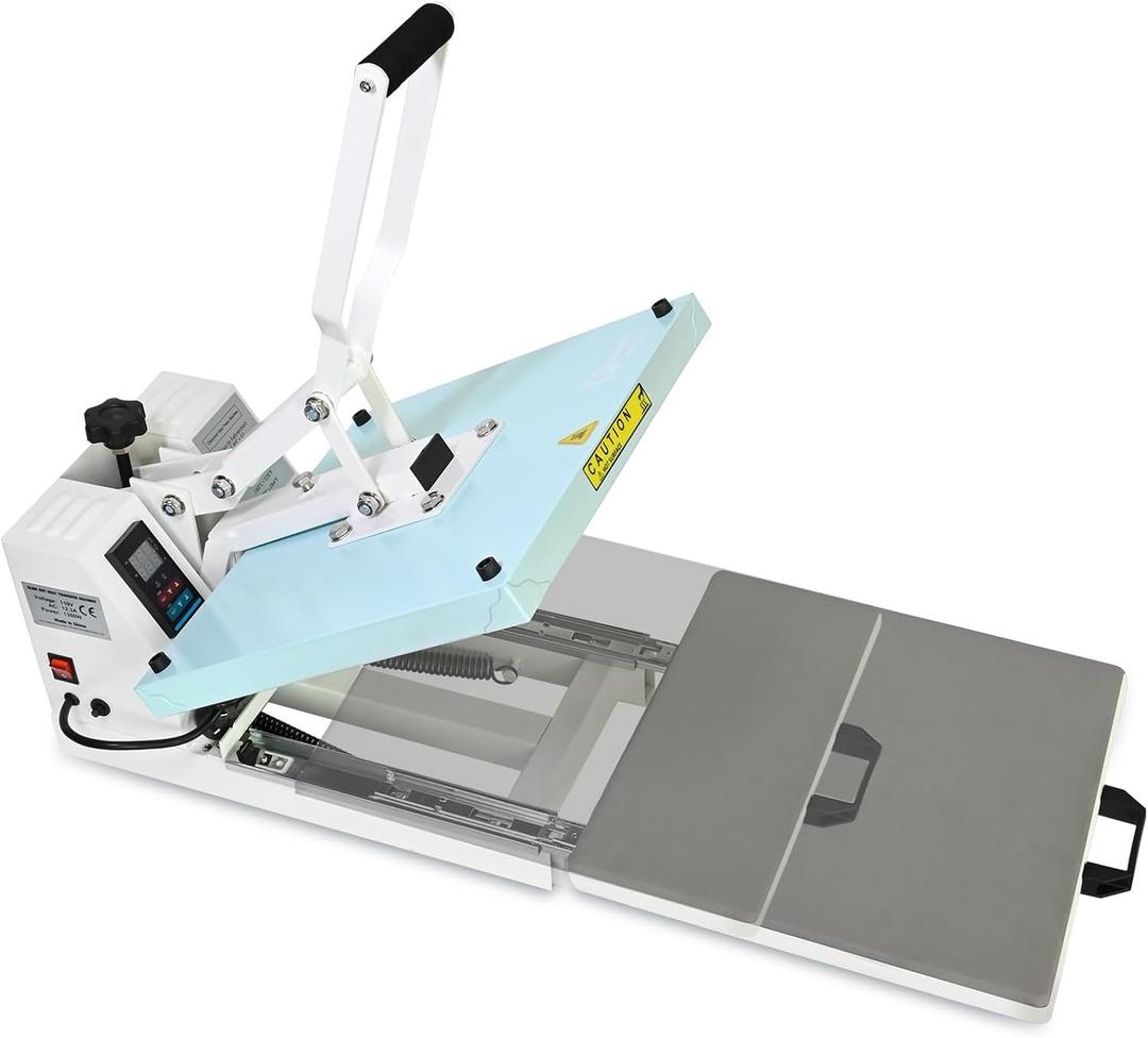 Heat Press 15x15 inch Industrial Quality with Adjustable Pressure, Slide Out Heat Transfer Machine for T-Shirt, Blue