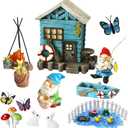 BangBangDa Miniature Fairy Garden Gnomes Decoration Small Figurines Statue Accessories Gnome House for Outdoor Indoor Home Yard Patio Decor Ornaments Kit Fence Mushroom