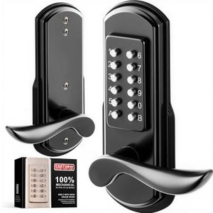 Elemake Keyless Door Lock with Keypad, Right Handed Mechanical Door Lock, Security Combination Digital Stainless Steel 304 - Not a Deadbolt (MKS04R)