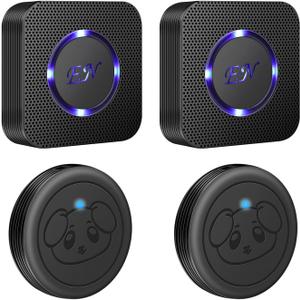 EverNary Dog Door Bell Wireless Doggie Doorbells for Potty Training with Waterproof Touch Button Dog Bells (2 Receiver 2 Transmitters, Black) EverNary Dog Door Bell Wireless Doggie Doorbells for Potty Training with Waterproof Touch Button Dog Bells (2 Receiver 2 Transmitters, Black)