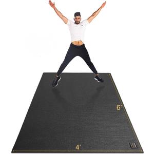 GXMMAT Large Exercise Mat 6'x4'/6'x5'/6'x6'(7mm), Thick Workout Mats for Home Gym Flooring, Extra Wide Non-Slip Durable Cardio Mat, Shoe Friendly, Perfect for Plyo, MMA, Jump Rope, Weights, Fitness