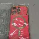 Bonoma Compatible with iPhone 17 Pro Case 2025 Support for MagSafe, Plating Heart Glitter Magnetic Case TPU Camera Protection Back Cover for Phone Case -Pink