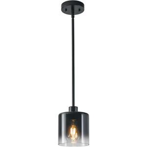 Black Pendant Light Fixtures, Modern Pendant Lights for Kitchen Island with Adjustable Rods, Industrial Glass Pendant Lights for Dining Table Hallway Bedroom Living Room, 1 Pack