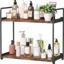 Homeiju Bathroom Organizer and Storage - Countertop & Wall-Mounted Shelves, 2-Tier Makeup Organizers, Vanity Organizer, Water-Resistant Wood/Metal for Vanity, Kitchen, BedroomEasy Install