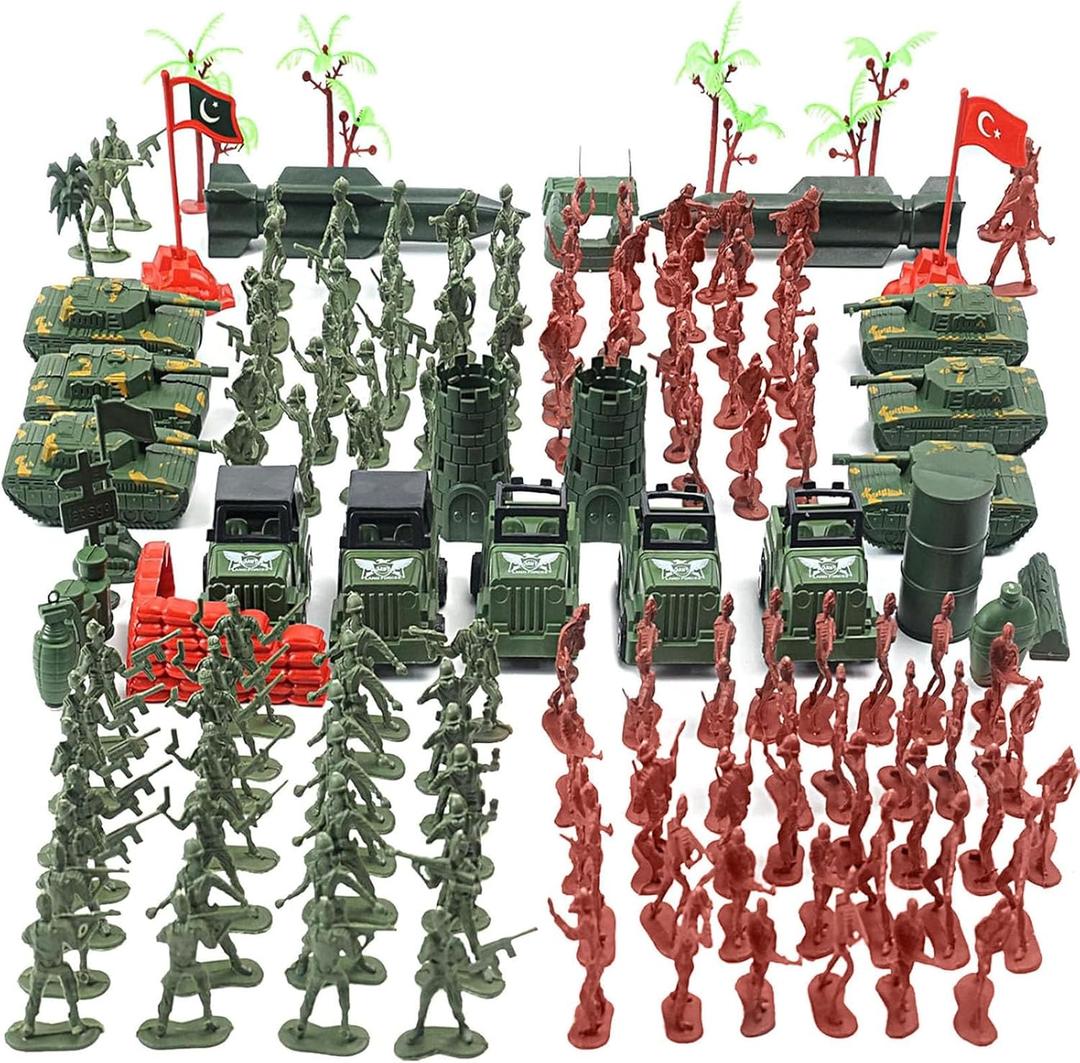 AMOR PRESENT 277 PCS Army Men Military Playset, Army Men Toys for Boys 8-12, Military Soldier Playset Plastic Toy Soldiers Figures and Accessories with Handbag, Christmas Stockings Gift for Kid