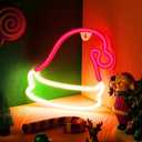 Riakrum Christmas Neon Sign LED Neon Santa Hat Sign,USB or Battery Operated Neon Signs Merry Christmas Neon Lights for Wall Home Room Decor, Holiday Party Decorations, Xmas Gift