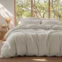 Bedsure 100% Muslin Cotton Duvet Cover King Size - Ultra-Soft Gauze Duvet Cover, PureWoven Breathable & Lightweight Bedding Set with Button Closure and Corner Ties (Linen, King, 104"x90") (01 - Muslin - Linen (No Comforter))