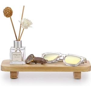 ELLDOO Farmhouse Wood Riser, Wooden Pedestal Stand for Kitchen Counter Bathroom Home Decor, Decorative Riser Display Tray Countertop Organizer for Soap on Sink, Natural Wood