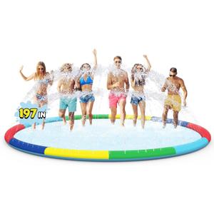 16 FT Large Splash Pad for Kids Ages 4-9, Non-Slip Baby Splash Pads for Toddlers, Oversized Kids Sprinklers for Yard, Heavy Duty Kid Pools Water Toys for Outdoor Family, Friends Summer Fun