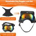 Dog Goggles,UV Protection Dog Sunglasses for Medium Breed,Dogs Eye Protection with Adjustable Strap and Detachable PU Leather Hat (Colorful Glass)
