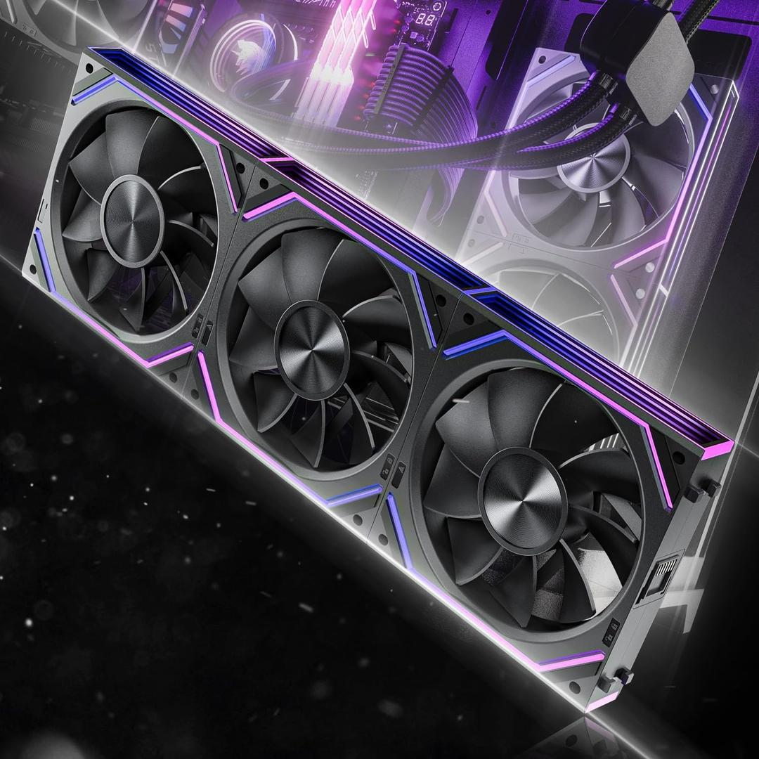 Asiahorse Dawn 120mm Case Fan, ARGB PWM 1850RPM/71CFM Airflow, Forward & Reverse Blade Design, Low Noise, Precision HDB Bearings High Performance RGB PC Fan Modular Connection (Black)