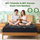 Mattress Pad Queen Size, Cooling Pillow Top Mattress Topper, Ultra Soft Viscose from Bamboo, Breathable for Hot Sleepers, Deep Pocket 8"-20", Black