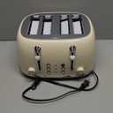 Mueller Retro Toaster 4 Slice with Extra Wide Slots Bagel, Defrost, and Cancel Function, 6 Browning Levels, Dual Independent Controls, Removable Crumb Tray and High Lift Levers, Cream