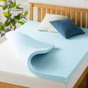 Best Price Mattress 3 Inch Ventilated Memory Foam Mattress Topper, Cooling Gel Infusion, CertiPUR-US Certified, Cal King, Blue (California King)