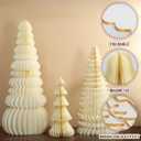 AmazingSpark 3 Pcs Large Honeycomb Christmas Tree - 4ft 3ft 2ft Paper Christmas Folding 3D Home Decoration Set with Magnetic Design for Winter Holiday Festive Party (Classic,White)