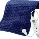 Electric Heating Pad, 2025 Upgraded Dual Mode Controller (Manual and auto Off Mode),Multiple Safety protections, Comfortable Soft, Machine Washable20"x 24" Dark Blue