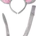 Mouse Ears & Tail Costume - Oversized Plush - Grey