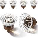 Crystal Cabinet Knobs Cabinets Knob, 4 Pack Flower Antique Brass Vintage Glass Clear Crystal Small Pull for Closet Dresser Drawers Cupboard, Retro Pulls Old Style Bronze Drawer Handle