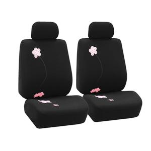 FH Group Front Set Cloth Car Seat Covers for Low Back Car Seats with Removable Headrest, Universal Fit, Airbag Compatible Seat Cover for SUV, Sedan, Van, Black