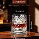 CEEFU 360 Spinning Whiskey Glasses Set with Gift Box, Set of 2 | Old Fashioned with Rotating Base - 2 Big Ice Ball Molds - Bourbon, Cocktail, Rocks, Bday Gifts Ideas for Men, Ice Crackle, 9.5 oz-Ice Crackle Pattern
