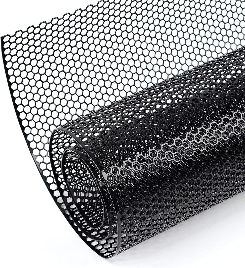 AggAuto 47x16 inches Car Pickup Truck Grill Mesh Spoiler Bumper Vent Aluminum Alloy Automotive Grille Insert Air Intake Racing Honeycomb Hole 6mm Spacing 1mm Black