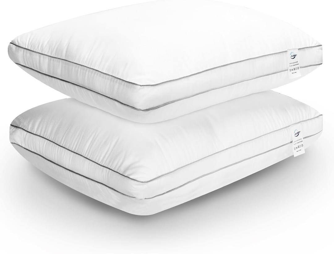 Bed Pillows King Size Set of 2 for Sleeping, Cooling Gusseted Pillows Hotel Quality, Soft Down Alternative Plump Filling for Back, Stomach or Side Sleepers, 19 x 34 inches