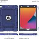 Azzsy Case for iPad 9th Generation/iPad 8th Generation/iPad 7th Generation (10.2 Inch, 2021/2020/2019 Model), Heavy Duty Shockproof Rugged Protective Case for iPad 10.2 inch (Navy Blue)