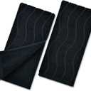 Hand Towels with Wavy Jacquard - Black Face Towels for Bathroom, 2 Piece, Cotton, 13x29 Inches