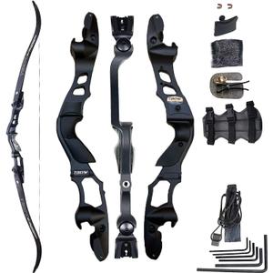TBOW 62” ILF Recurve Bow with Gordon Limbs 30-60Lbs for Adult Archery Competition Athletic Right Hand, 50Lbs