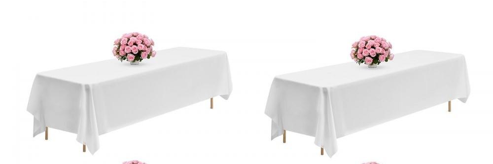 VEVOR White Tablecloths for Rectangle Tables, 2 Pack, 90 x 132 Inches, Reusable and Machine Washable Table Clothes, Wrinkle-Resistant Polyester Fabric Table Covers for Wedding, Party, Banquet