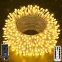shineshine 197FT 600LED Christmas Lights, 8 Modes Waterproof Outdoor String Lights with Remote and Timer, Warm White String Lights for Wedding Xmas Party Decorations, HG-29V600C