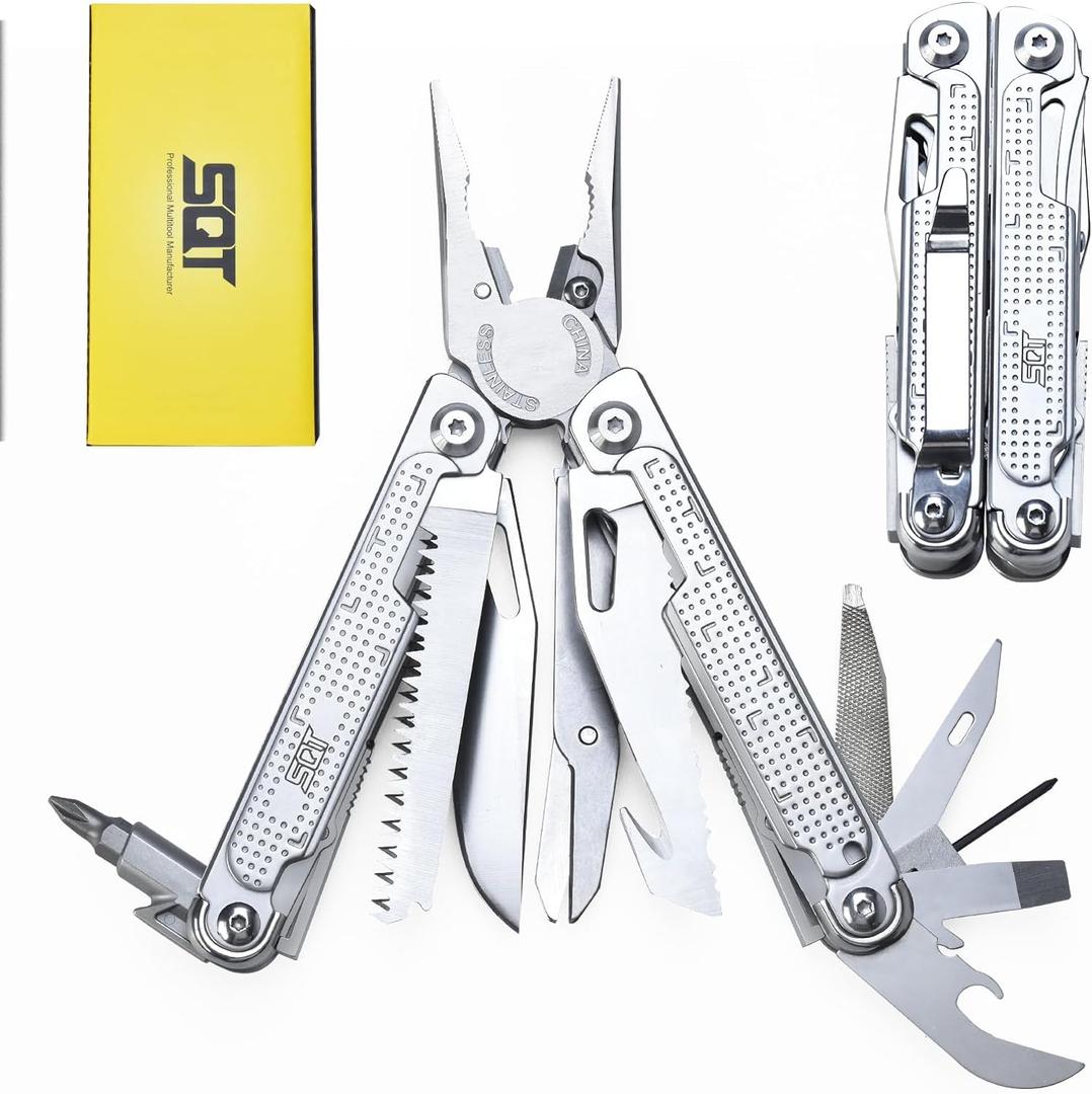 SQT2048 20-in-1 Multitool, Foldable & Self-Locking, Professional Tool for DIY, Home Repairs, Outdoor Camping – Must-Have Gifts for Men, Compact, Durable, All-in-One Tool for Every Task