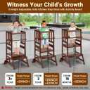 COSYLAND Toddler Standing Tower - Adjustable Height Toddler Kitchen Stool Helper - Kids Kitchen Step Stool for Learning with Removable Safety Railing Brown