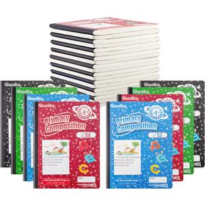 24 Pack Primary Composition Notebook K-2, Primary Ruled Journal, Draw and Write Journal for Kids, Notebook School Supplies for Students, Hard Cover, 200 Pages(100 Sheets)