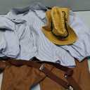 ReliBeauty Boys Pioneer Costume Kids Colonial Costume Boys with Hat (10/150, Brown)