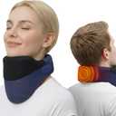 Yunari Cordless Neck Brace for Cervical Spine Posture Correction and Support, Patented Traction Device with Intelligent Adjust and Hot Compress, Neck Brace for Men and Women, Navy Blue, Medium