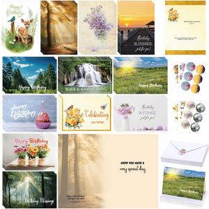 36 Set 4 x 6 Inch Religious Birthday Cards Bulk with Scripture Christian Birthday Cards with Envelopes Faith Based Greeting Blessings Boxed Assortment Gift(Landscape)