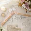 Honeydak Mrs. Wedding Dress Hanger for Bride to Be,Elegant Bridal Hanger for Brides Gowns, Bridal Party Shower Gift,Wedding Gift(Natural,Pearl)