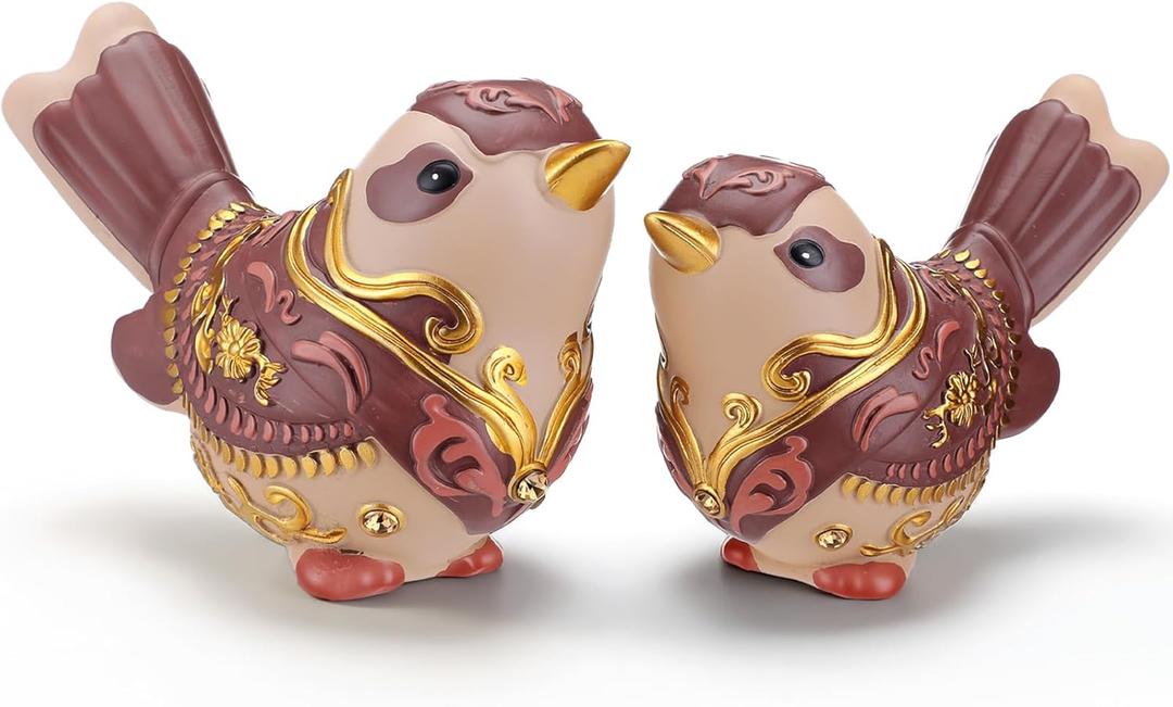 Novabright 2 Pcs Boho Bird Figurines Home Decor Retro Animal Statues Decorative Birds Statue Sculpture Trinkets for Shelf Decor Living Room Bedroom Office Bookshelf Desktop Bird Lovers Collection