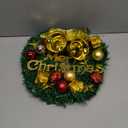 Christmas Wreath Reef for Front Door Window 13 Inch Pine Artificial Garland with Bowknot, Bells, Deer, Red Berries, Flower Gifts for Christmas Party Decor (Gold)